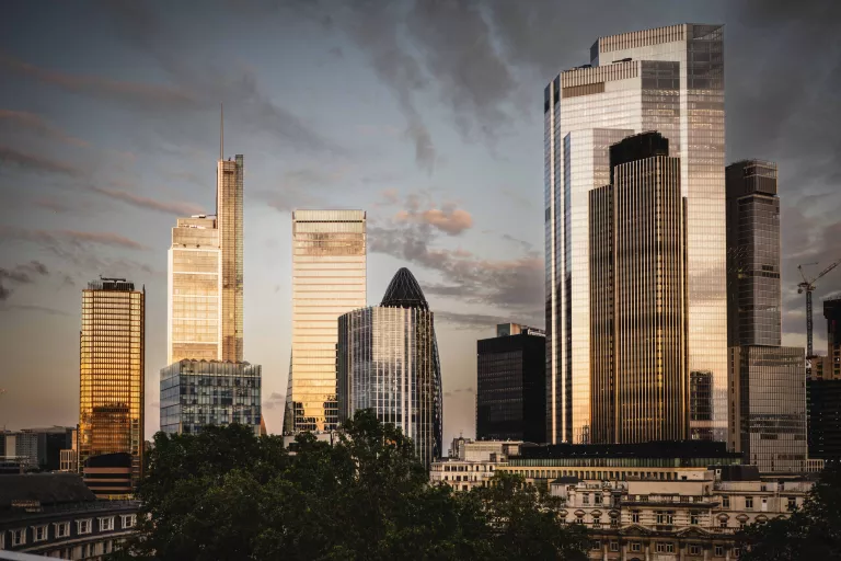 View over London from the balcony of Finsbury Circus