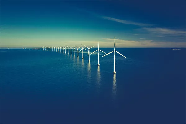 Coastal wind turbines off the coast of Copenhagen