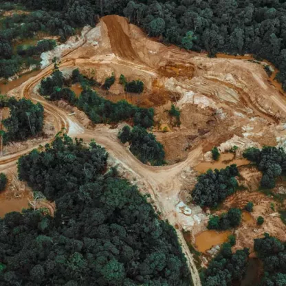 Aerial view of deforestated area
